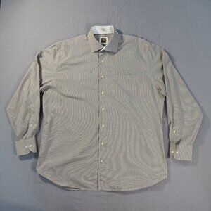 Peter Millar Shirt Mens Extra Large Brown Mini Check Button Front Long Sleeve